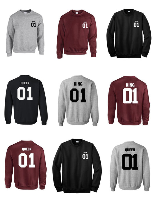 2 SUDADERAS DE PAREJA KING Y QUEEN SIN CAPUCHA 5